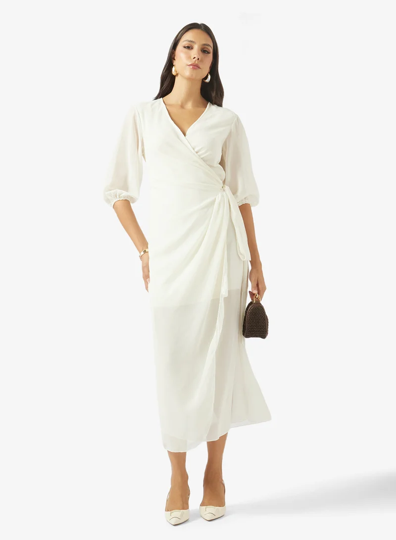 Ella  Puff Sleeve Wrap Dress for Women | Best Price UAE