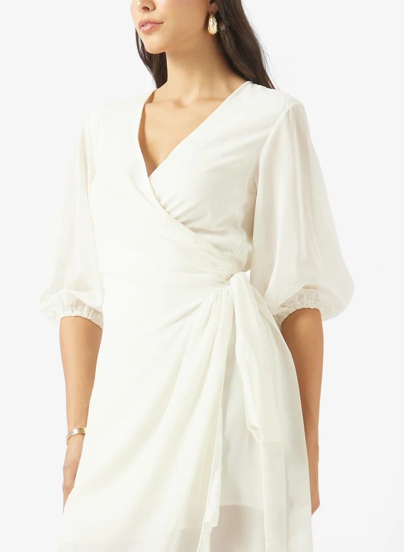 Ella  Puff Sleeve Wrap Dress for Women | Best Price UAE