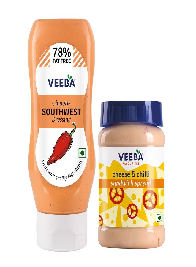 Veeba Chipotle Southwest Dressing, 300 g & Cheese & Chilli Sandwich Spread, 250 g - Pack of 2 - Image 1