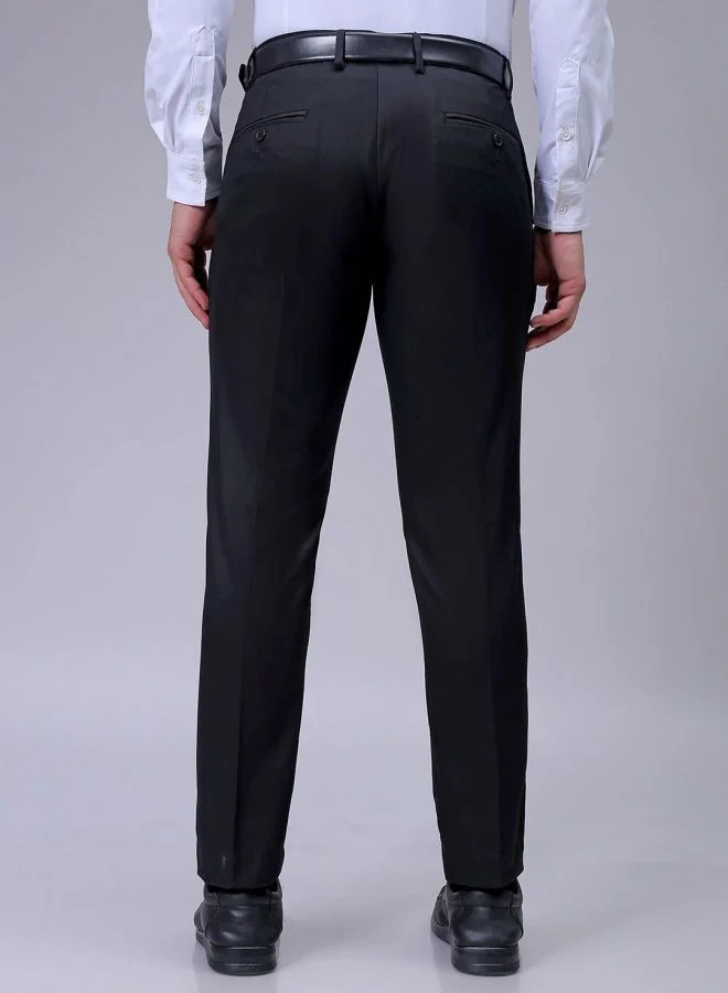 شركة المرآب الهندية Men Slim Fit Solid Mid-Rise Stretchable Knitted Formal Trousers