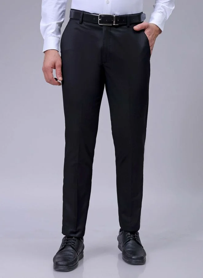 شركة المرآب الهندية Men Slim Fit Solid Mid-Rise Stretchable Knitted Formal Trousers