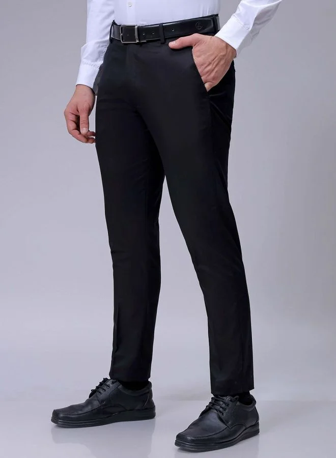 شركة المرآب الهندية Men Slim Fit Solid Mid-Rise Stretchable Knitted Formal Trousers