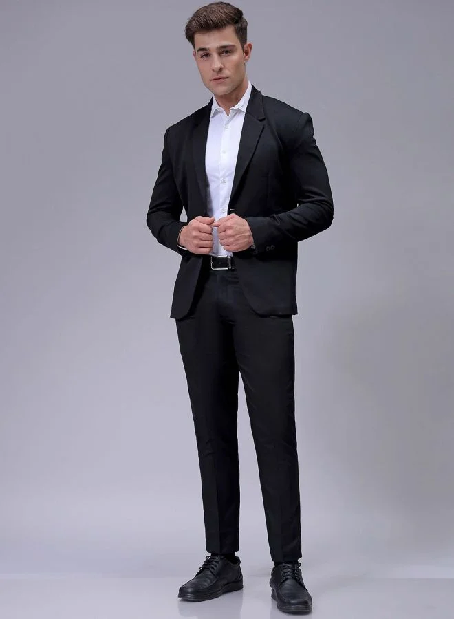 شركة المرآب الهندية Men Slim Fit Solid Mid-Rise Stretchable Knitted Formal Trousers