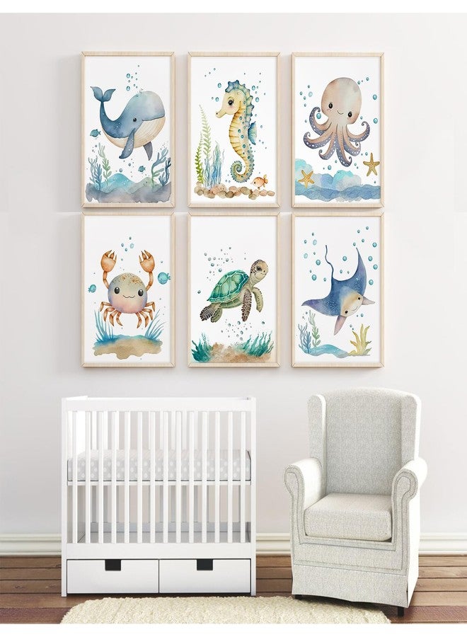 Joocrise Nursery Sea Animal Wall Decor Set of 6 Ocean Watercolor Canvas Wall Art Baby Boys Room Wall Art Ocean Sea Animal Pictures Kids Girl Art Prints Nursery Artwork for Bedroom 8x10 Inch Unframed - Image 5