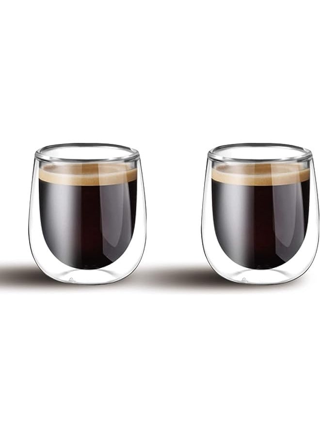 Cuisine Art Art Double Walled Glass Coffe Cups 2-Piece Set, 80 Ml Capacity, Gc-308-80  - Image 1