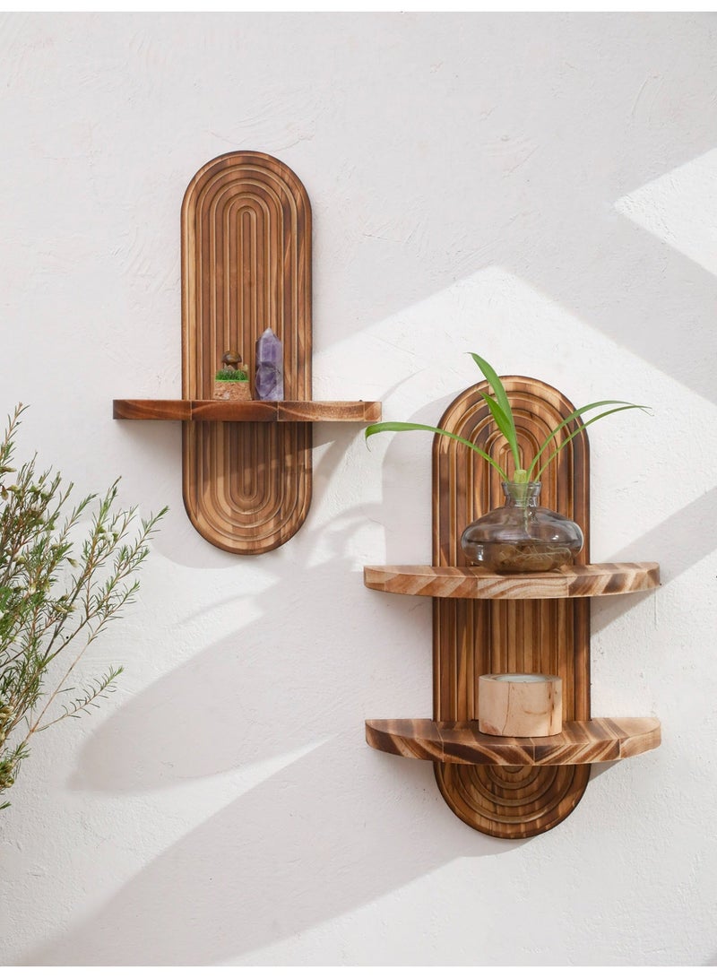 Ayana Casa Wooden Arch Wall Shelf – Single Tier Floating Shelf with Carved Rainbow Backboard for Living Room Bedroom Bathroom Home Décor - Image 5