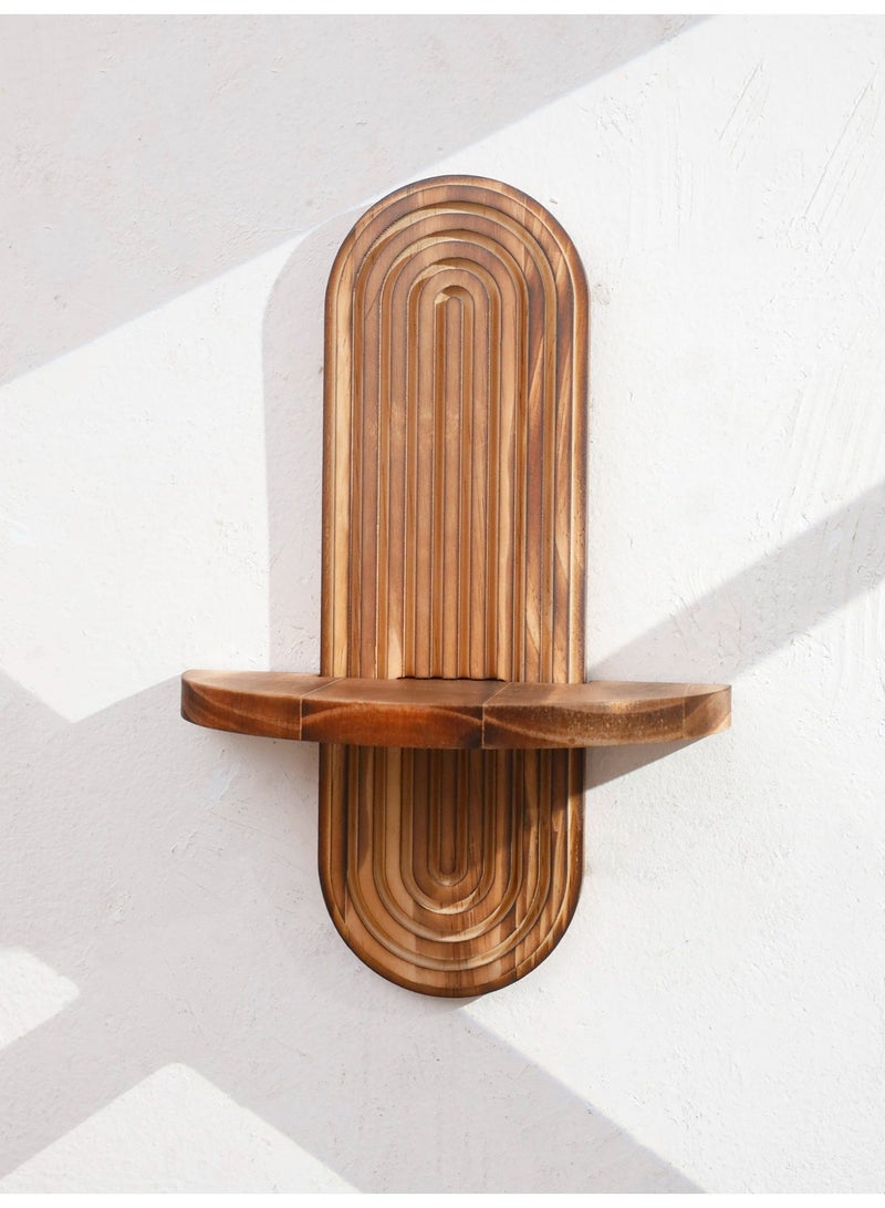 Ayana Casa Wooden Arch Wall Shelf – Single Tier Floating Shelf with Carved Rainbow Backboard for Living Room Bedroom Bathroom Home Décor - Image 3