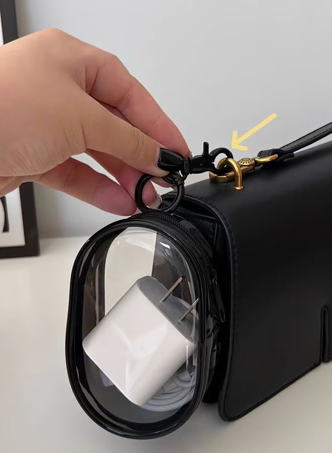 2-Piece Cable Storage Case Portable Hanging Transparent Headphone Case for USB Flash Drive,Keys, Mini Lipstick, Earbuds (Black, White) - Image 5