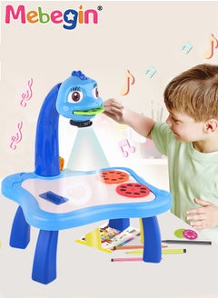 MEBEGIN Kids Projection Drawing Table, Erasable Graffiti Board, Writing and Painting Set with Drawing Book, 12 Colored Pens 24 Projection Patterns, Drawing Supplies, Early Educational Drawing Toys, 3 AA Batteries Required(Not Included)  - Image 1