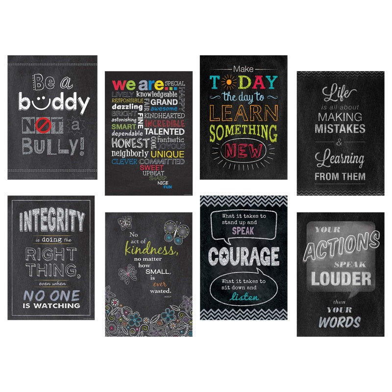 CTP Inspire U 8Poster Chalk It Up Pack Classroom Posters 13 38 x 19 Each Creative Teaching Press 6686