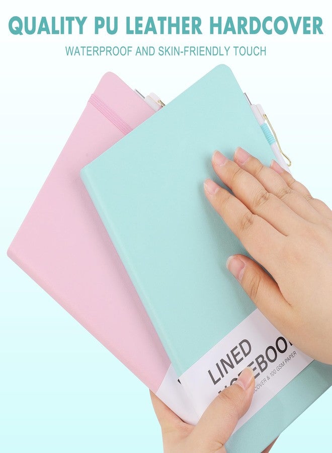 Aodaer 12 Set Lined Notebook Journals with Pens A5 Notebooks 100 GSM College Ruled Hardcover Notebook PU Leather Notepad with Pen Holder for Office School, 5.7 x 8.3 Inches, Light Multicolor - Image 3