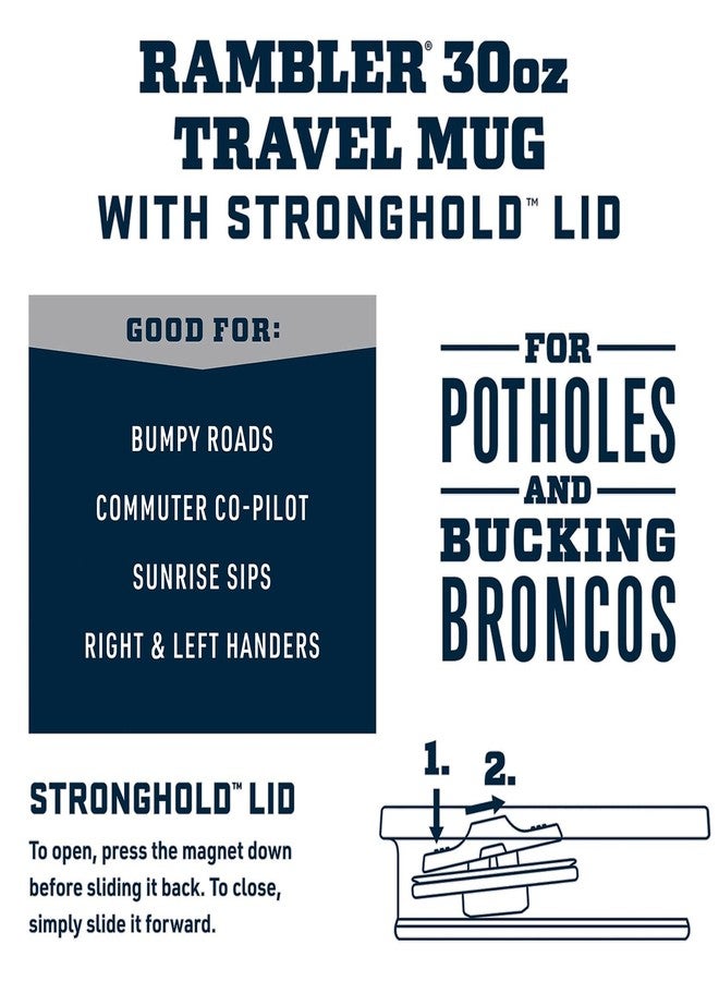 يتي كوب سفر YETI Rambler سعة 30 أونصة، مصنوع من الفولاذ المقاوم للصدأ، معزول بالفراغ مع غطاء Stronghold، أزرق سماوي كبير - Image 2