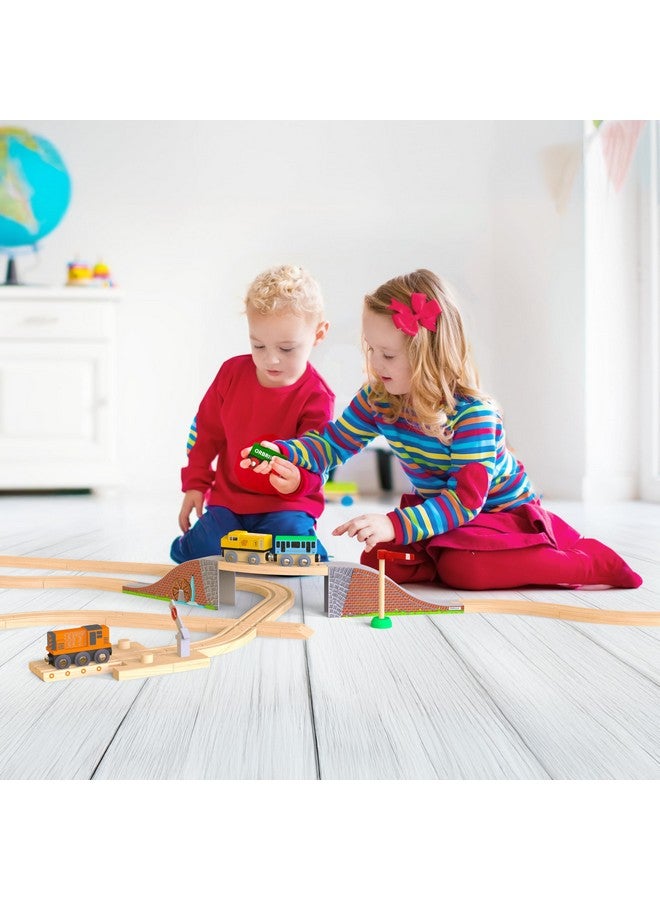 Orbrium Orbrium Toys 68 Pcs Wooden Train Track Expansion Pack Compatible with Thomas Wooden Train, Brio, Thomas The Tank Engine (68 Pcs)  - Image 2