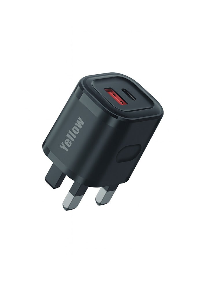 Yellow BO-Y203C 120W Super Fast Charger with Type-C Cable – Dual USB Ports - Image 1