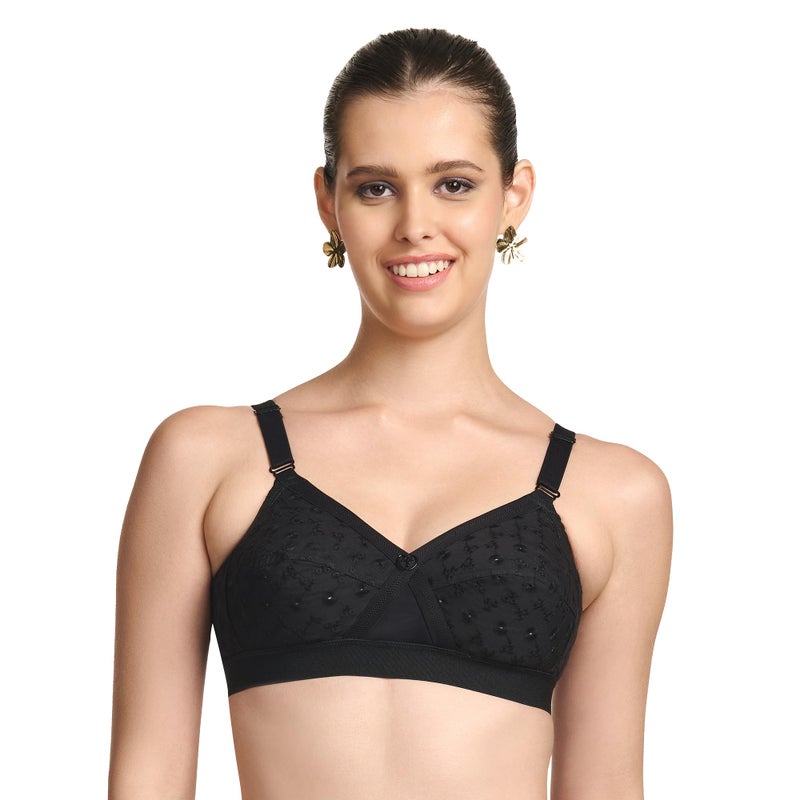TRYLO Women's Non-Wired Bra (KRUTIKA Chiken_Black_34B) - Image 5