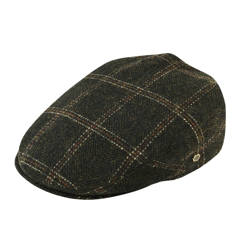 VOBOOM Men's Herringbone Flat Ivy Newsboy Hat Wool Blend Gatsby Cabbie Cap (Plaid Green, 7 5/8) - Image 1