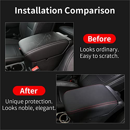 LECART Armrest Cover for Jeep Gladiator Accessories Wrangler JL JLU 2018-2022 Car Center Console Cover Black Leather Red Stitches Auto Interior Anti-Scratch Protector Pad - Image 2
