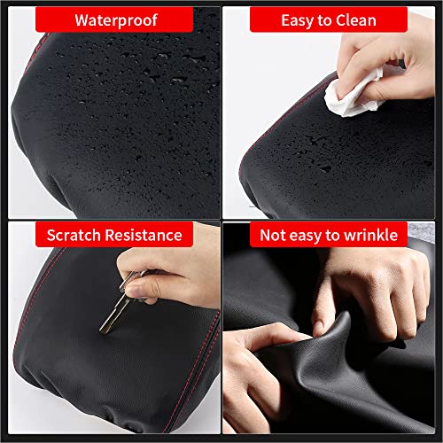LECART Armrest Cover for Jeep Gladiator Accessories Wrangler JL JLU 2018-2022 Car Center Console Cover Black Leather Red Stitches Auto Interior Anti-Scratch Protector Pad - Image 4