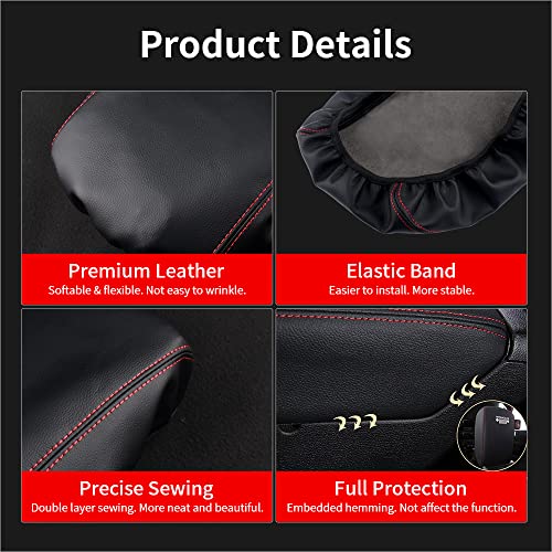 LECART Armrest Cover for Jeep Gladiator Accessories Wrangler JL JLU 2018-2022 Car Center Console Cover Black Leather Red Stitches Auto Interior Anti-Scratch Protector Pad - Image 3