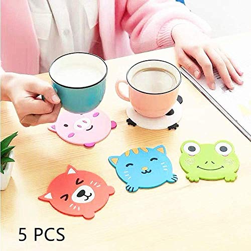 HARI - 5PCS Silicone Coaster Colorful Animal Coaster Cup Mat for Drinks Durable Non-Slip Hot Pads Protection Furniture Damage for Home and Kitchen Use. - Image 5