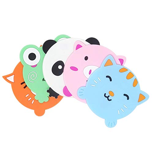 HARI - 5PCS Silicone Coaster Colorful Animal Coaster Cup Mat for Drinks Durable Non-Slip Hot Pads Protection Furniture Damage for Home and Kitchen Use. - Image 1