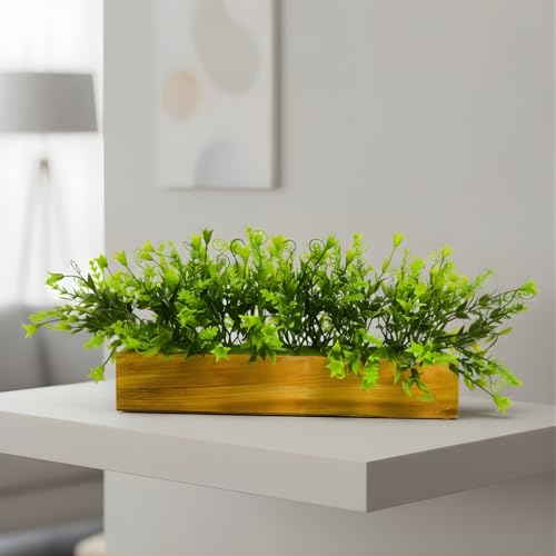 fancymart Artificial Gardenia Plant Bunch in Wood Planter, Home and Office Decor Plants for Decoration, Realistic Green Decorative for Interior, Living Room, Office Desk -8134 - Image 5