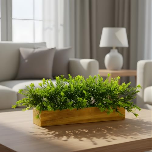 fancymart Artificial Gardenia Plant Bunch in Wood Planter, Home and Office Decor Plants for Decoration, Realistic Green Decorative for Interior, Living Room, Office Desk -8134 - Image 4