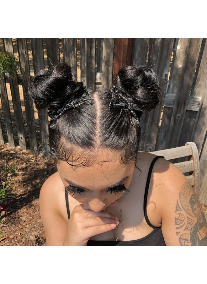 HairZing Hair Hugger for Fine, Thin, Short & Straight Hair Easy Comfy Styles, Add Volume with No Pressure - Double Comb with Elastic for UpDo, Ponytail, French Twist, Bun (Jet AB - Medium)