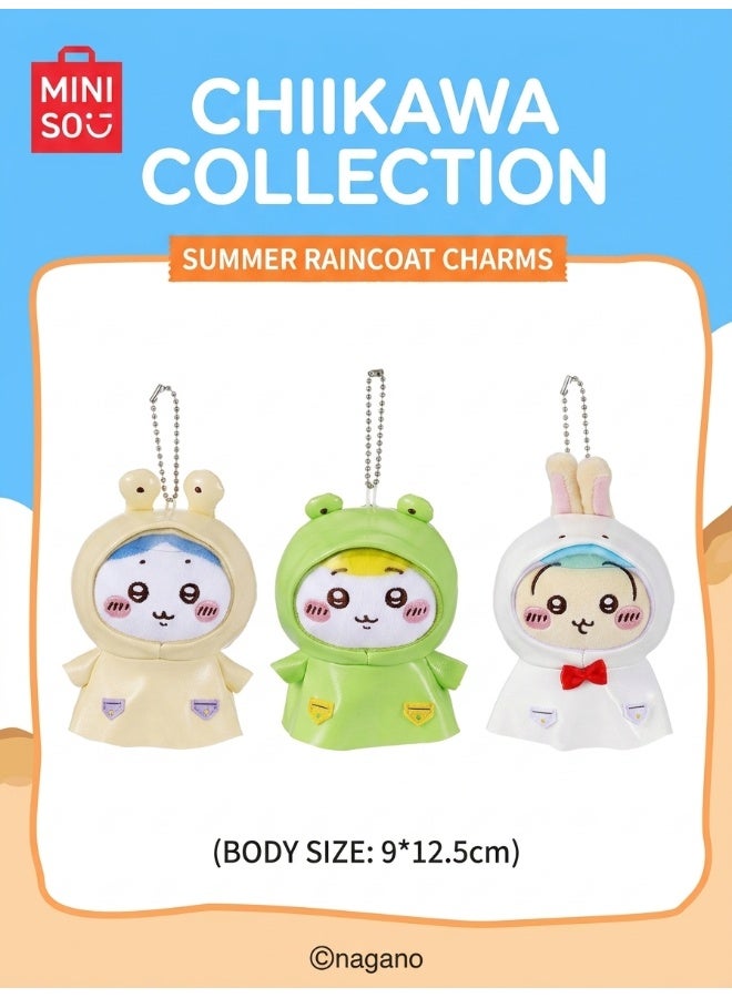 MINISO x Chiikawa Summer Party Raincoat Collection Plush Pendant Keychain, 1 Piece, Soft Character Bag Charm, Collectible Accessory and Gift - Image 1