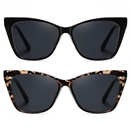 LKEYE Oversized Reading Sunglasses Glasses For Women Outdoor Cat Eye Sun Readers With Spring Hinge Eyewear LK6042 +1.75 - Image 3