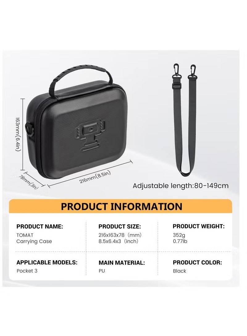 Carrying Case for DJI Osmo Pocket 3, Portable PU Storage Protective Bag for DJI Osmo Pocket 3 Creator Combo Accessories with shoulder straps【Case Only】 - Image 3