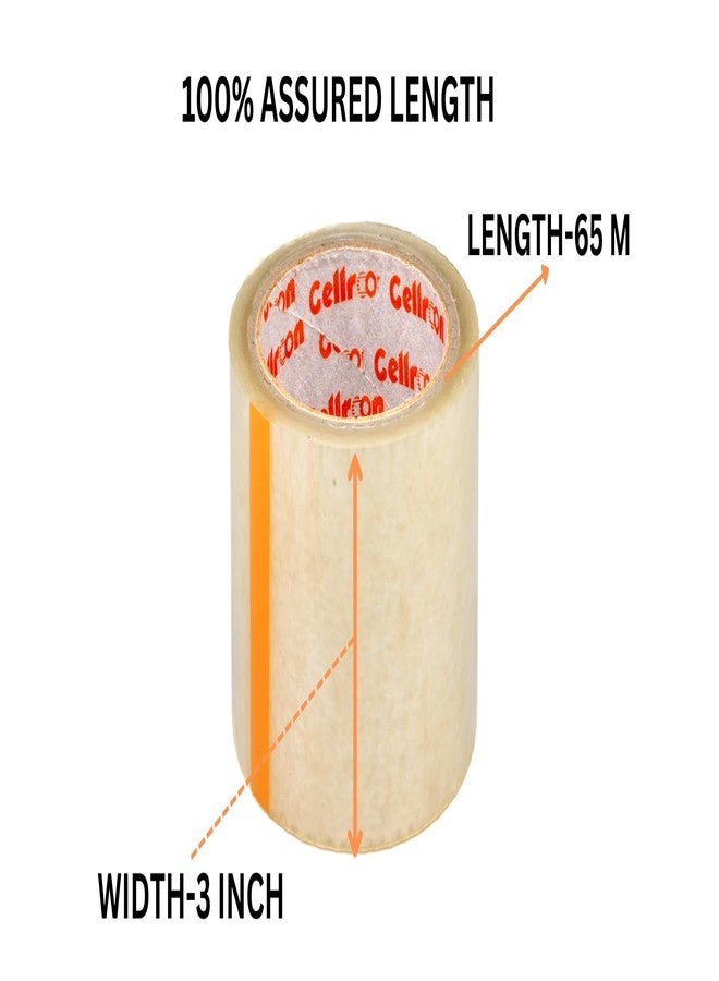 Cellroon Transparent Cello Tape (3 Inch / 65 Meter) Bopp Self Adhesive Tape Rolls, Packaging Tape For Home, Office, And Industrial Use (Pack Of 4) - Image 3