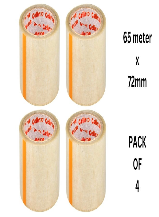 Cellroon Transparent Cello Tape (3 Inch / 65 Meter) Bopp Self Adhesive Tape Rolls, Packaging Tape For Home, Office, And Industrial Use (Pack Of 4) - Image 2