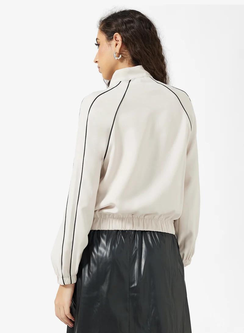 Ginger Contrast Trim Detail Zip Thru Athletic Jacket
