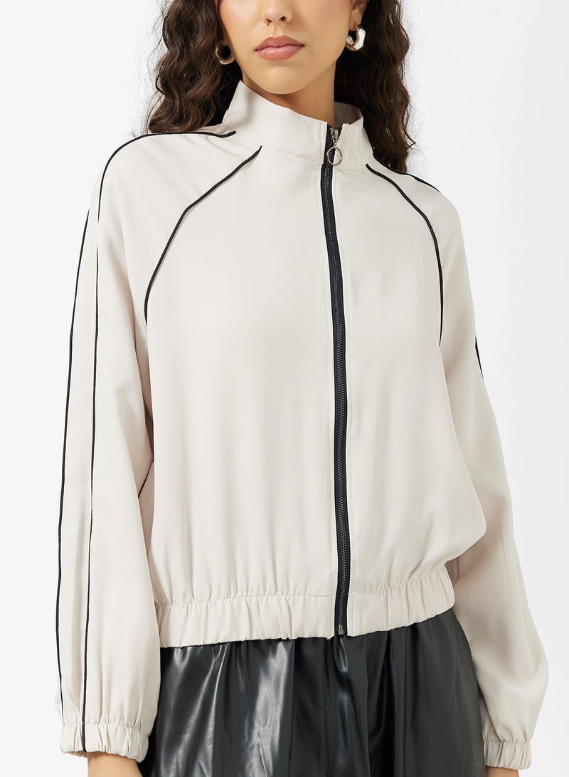 جينجر جاكيت رياضي بسحاب وتفاصيل متباينة - Image 3