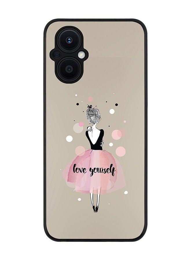 Stylizedd Rugged Black edge case for Oppo Reno7 Z  Slim fit Soft Case Flexible Rubber Edges Anti Drop TPU Gel Thin Cover - Love Yourself - Image 1