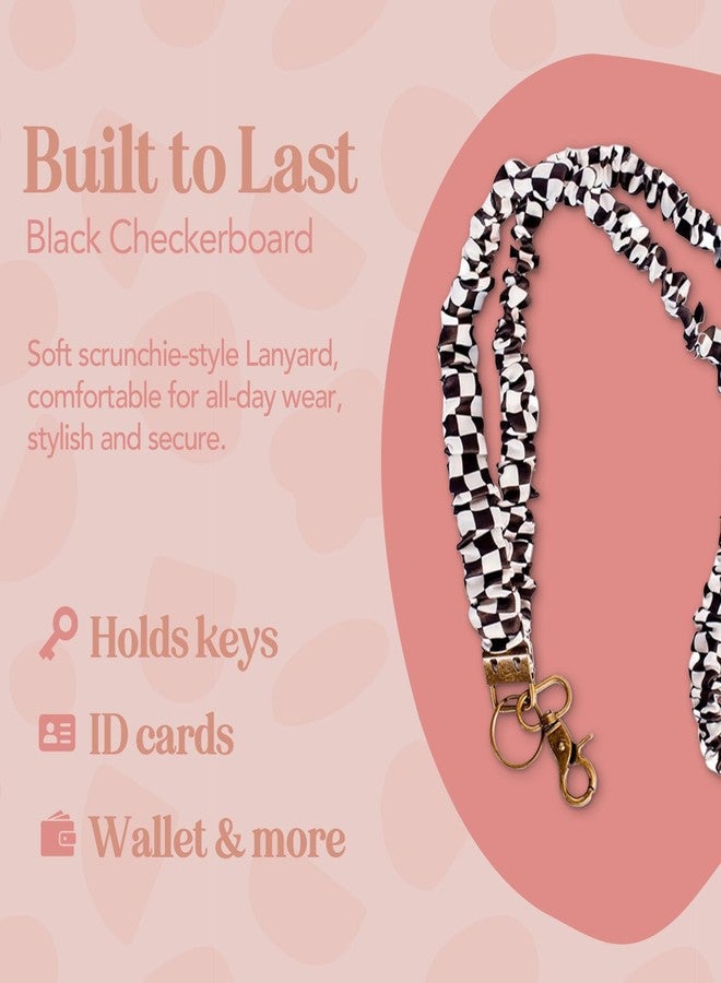 ANDI Neck Lanyard For Women - Scrunchie Cute Lanyard for Keys, Id Card Holder, Wallet - Aesthetic Long Lanyard (Black Checkerboard) - Image 3