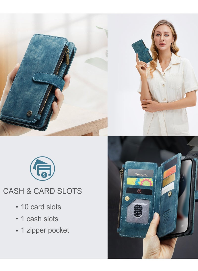 Case Me Case For iPhone 14 Pro Max Wallet, Zipper Leather Flip Cover Card Holder Cell Phone Cases  - Image 5