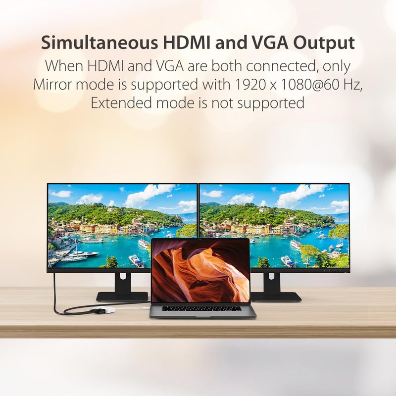J5 Create USB-C to HDMI/VGA Adapter - Support 4K60Hz HDMI or 1080p VGA, Mirror and Extended Mode - Compatible with iPad Pro, MacBook, Surface Laptop and Thunderbolt 3/4 (JCA174) - Image 4