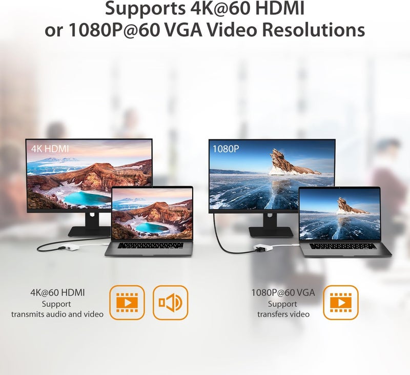 J5 Create USB-C to HDMI/VGA Adapter - Support 4K60Hz HDMI or 1080p VGA, Mirror and Extended Mode - Compatible with iPad Pro, MacBook, Surface Laptop and Thunderbolt 3/4 (JCA174) - Image 3