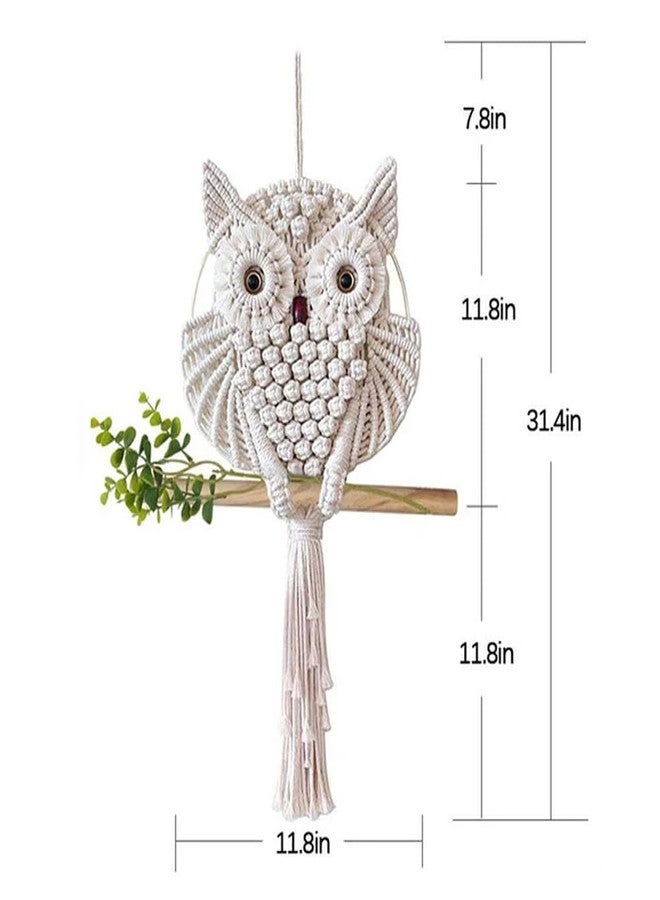 TBACW Owl Wall Hanging Tapestry - Hand Woven Boho Wall Art for Living Room, Bedroom, Home Decor (White Owl) - Image 2