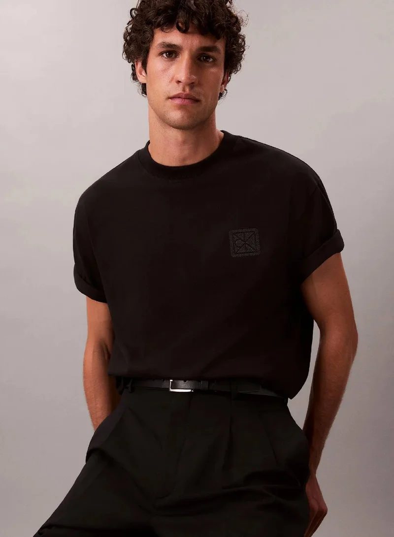 Calvin Klein Black CK Emblem Patch Tee for Men | Best Price UAE