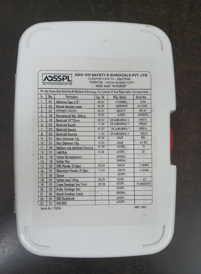 Tool Zone ® Travel Buddy Plastic First Aid Kit With Medicines useful for Domestic and Industrial use (Content -64 Pcs of Medicines with Plastic Milton Box) (1 Pc- White) - Image 3