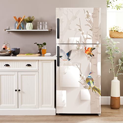 WallDaddy Fridge Stickers & Wall Stickers, Beautiful Fridge Decorative Sticker Wallpaper Poster (PVC Vinyl) Large Size (60x160 cm) (Sparrow World)-Self-Adhesive - Image 1