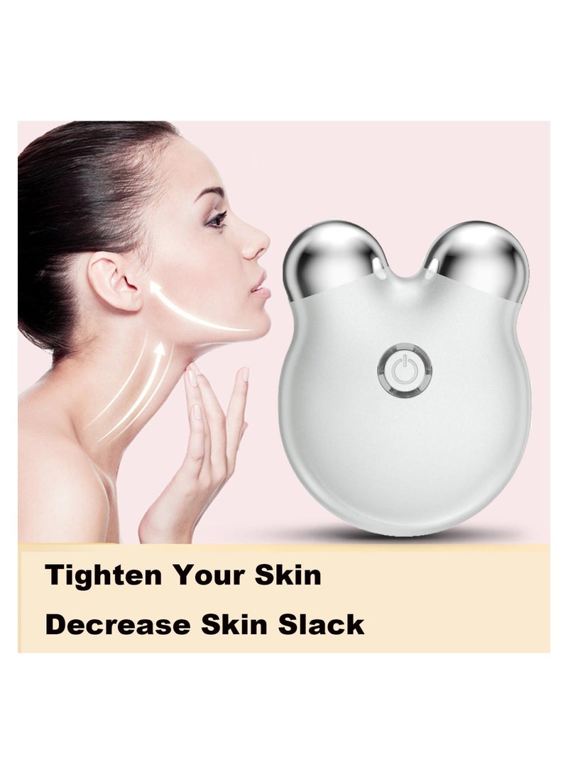 Loquat MiShoeurrent Facial Device Roller, Mini Face Massager, Facial Lifting Massager, Face Lift Device Neck Wrinkle, Beauty Device, Skin Care Product For Skin Tightening Rejuvenation Antiaging, White - Image 2