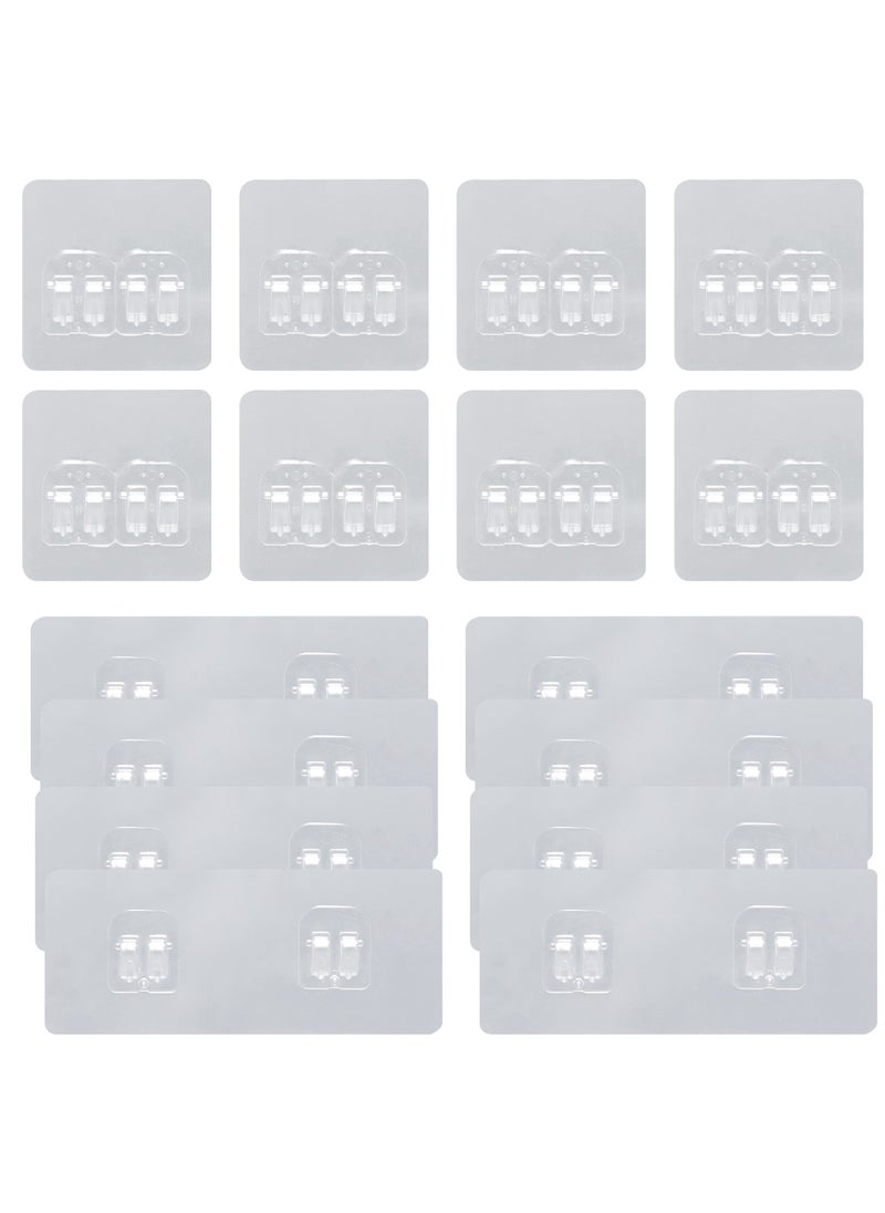 Generic 16Pcs Adhesive Wall Hooks, Strong Sticker Hooks for Bathroom, Kitchen, Shower Caddy, Transparent, No Drilling - 8 Double Hooks, 8 Single Hooks  - Image 1
