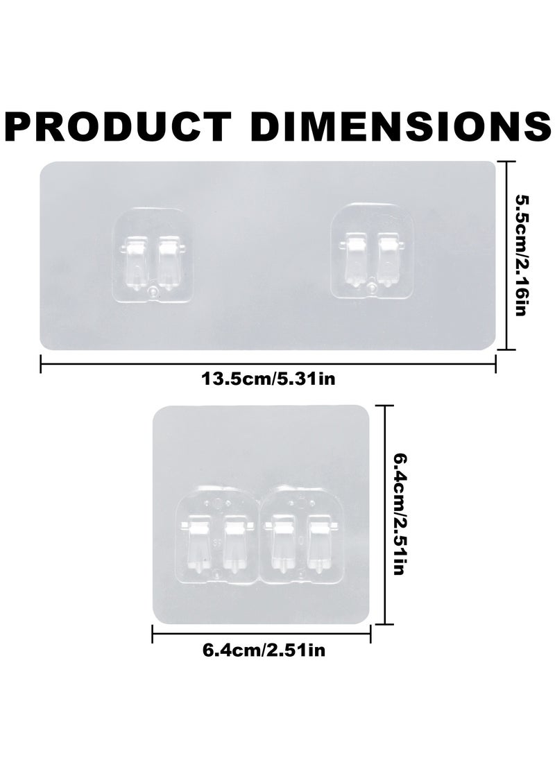 Generic 16Pcs Adhesive Wall Hooks, Strong Sticker Hooks for Bathroom, Kitchen, Shower Caddy, Transparent, No Drilling - 8 Double Hooks, 8 Single Hooks  - Image 2