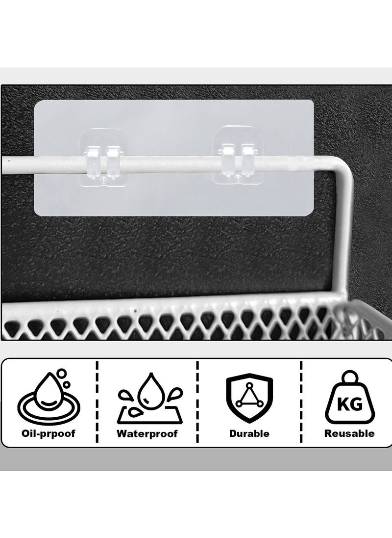 Generic 16Pcs Adhesive Wall Hooks, Strong Sticker Hooks for Bathroom, Kitchen, Shower Caddy, Transparent, No Drilling - 8 Double Hooks, 8 Single Hooks  - Image 3