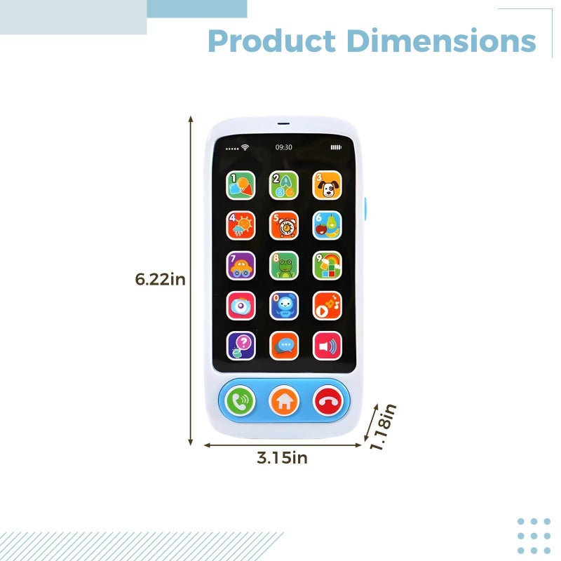 Educational Learning Phone Toy For Kids With Music Apps Touch Buttons Blue Safe Plastic Portable 5 5 X 6 2 In - Image 4