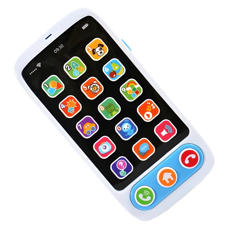 Educational Learning Phone Toy For Kids With Music Apps Touch Buttons Blue Safe Plastic Portable 5 5 X 6 2 In - Image 2